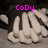 Pixelated image of multiple light-colored hands with dark shadows on a gray background, featuring pink text "CoDy" in the top-left corner.