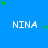 Blue background with repeated white text 'NINA' and scattered green stars in a