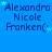 Blue background with repeated text 'Alexandra Nicole Franken(' and small light blue stars scattered throughout.