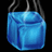 Blue cube with smoke rising against black background, next to green with red pixelated text reading 'Merry Christmas'