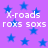 Purple background with blue stars and repeated white text 'X-roads roxs soxs' in four quadrants.