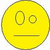 Two yellow circular faces with simple line expressions, one face has text "BLAHH" over it in bold white letters.