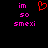 Pixelated text and a heart symbol on black background, with pink text reading 'im so smexi' in two identical vertical