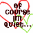 Pixelated text reads 'of course I'm quiet... being loud is overrated' inside overlapping red and green heart outlines on white background.
