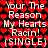Red heart pattern background with repeated white text 'Your The Reason My Hearts Racin! (SINGLE)' in pixelated font.