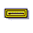 Yellow rectangular frame with black border and internal lines, white triangular shape below, red-blue pixel cluster on triangle.