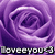 A pixelated purple rose with a swirling pattern and the text 'loveyou' in blocky gray letters at the bottom.