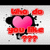 Pixelated static image with pink heart at center surrounded by red text fragments on light gray background.