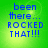 Green background with blue pixelated text reading 'been there... ROCKED THAT!!!' in four identical arranged in a