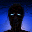 Animated sequence of dark silhouetted figures with glowing blue eyes against a blue gradient background, with red and orange particle effects moving across the scene.