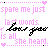 A 3x3 contact sheet of an animated AIM buddy icon featuring repeated text and heart symbols in pink and black on a white background with gray transparency areas.