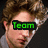 Pixelated image of a person with brown hair wearing a gray shirt, with text overlays changing across frames.