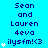 Pixelated text and heart symbols on a cyan background with a gray rectangle in the bottom-right corner.