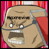 Animated sequence of a cartoon character with brown skin and white hair, wearing red straps across its face, displaying various angry expressions against a pink striped background.