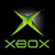 Static pixelated green Xbox logo with X-shaped starburst above text on black background