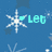 Blue background with white snowflakes and dark blue stars; cyan text 'let it snow' appears in pixelated font.