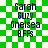 Green and white checkered background with four identical text blocks reading 'Sarah Suzy Chelsea BFFs' in dark blue pixelated font, two of which have faint light green outlines.