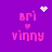 Pixelated pink text 'bri' and 'vinny' with a heart symbol on a purple background, featuring animated white sparkles in different positions.