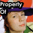 A pixelated image of a person wearing a purple cap with white flowers, green clothing, and orange background elements.