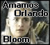 A four- shows a person with long blonde hair and glasses, wearing dark clothing with light-colored shoulder accents. Text overlays read 'Amamos Orlando' at the top and 'Bloom' at the bottom in pixelated font
