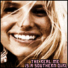 A split-screen image of a smiling person with long blonde hair, wearing earrings and displaying text at the bottom.