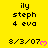Yellow background with repeated text and pink heart symbols, showing animation where hearts appear and disappear in sequence.