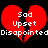 Two red broken hearts with white text 'Sad', 'Upset', and 'Disappointed' on a black background, showing animation changes.