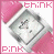 nine pink and white pixelated icons featuring a central square with a stylized 'A' and surrounding text elements