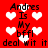 Red background with white pixelated hearts and repeated black text reading 'Andres Is My bf/f deal wit it' in a pattern