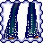 Pixel art icons display a blonde character with long hair, blue jeans, and text phrases like "i will love" and "you 4eva," arranged in a