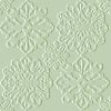 A static image of a light green background with four repeating floral lace patterns arranged in a grid.