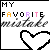 A contact sheet of 10 animated frames showing a pixel art icon with "MY FAVORITE mistake" text and heart symbols in various colors.