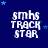Blue background with white text 'smhs TRACK STAR' and scattered blue stars, showing animation changes in star positions across frames.