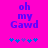 Bright pink background with blue pixelated text 'oh my Gawd' and five blue/purple star icons below, two versions showing slight animation changes.