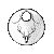 A circular icon with a stylized skull design, featuring hollow eye sockets and a nasal cavity, rendered in grayscale tones.