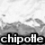 Black-and-white pixelated image with text overlays: 'chipotle' in middle-left, 'ooh' top-right, and 'baby!' bottom-left on a textured background.