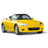 Static pixel art of a yellow convertible car with black accents, viewed from the front-left angle against a white background.