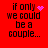 Red background with black pixelated text reading "if only we could be a couple..." and animated pink heart or sparkle effects.