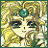 A 48x48 pixel buddy icon featuring a stylized anime character with green eyes and a teal gem on her forehead, set against a yellow floral background, paired with "Anime IM" text on the right side of a contact sheet layout.