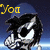 Pixelated cartoon character with black hair and blue hood points finger while yellow text changes across frames.