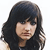 Pixelated image of a person with long dark hair, dark bangs, and a dark top against a white background.