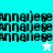 A pixelated image with repeated text and two star icons on a split cyan background.