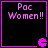 Four identical display 'Pac Women!!' text with a pink Pac-Man icon, each bordered in pink on a black background