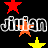 Pixelated text "Jiian Jiian Jiian" repeats across two on a black background, surrounded by colorful stars in red, purple, blue, yellow, orange, and green