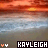 Pixelated sunset over water with 'KAYLEIGH' text and small heart icons in two color variations.