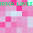 Pixelated with pink and light blue squares, green text reading "ERICA LOUIS" repeated across top and bottom