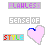 repeated 'FLAWLESS', 'SENSE OF STYLE', and pink heart icons with blue outlines, arranged in on a white background