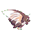 Pixelated animated character with brown and white fur, yellow eyes, and pink accents on limbs, shown in four sequential poses against a gray background.
