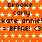 Orange background with white star pattern, repeated text 'brooke carly kate annie!kate annie!= BFFAE! <3 = BFFAE! <3' in black pixelated font.