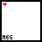 Animated sequence of pink and light pink heart-shaped pixels forming a trail across white background with 'MEG' text at bottom left in some frames.